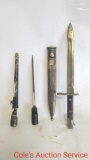 Group of bayonets including two British and one Mauser.