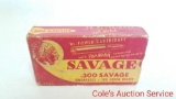 Partial box of savage smokeless 180 grain 300 caliber ammunition.