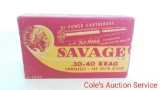 Savage 30-40 Krag smokeless 180 grain cartridges.