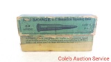 Savage Arms Company 22 Savage caliber full metal case smokeless cartridges.