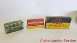 Assorted group of collectors ammunition. Winchester is partial brass, Remington is full, Western is