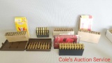 Group of high power rifle ammunition including 300 Savage 7 mm - 08, 7.65, 30-30 and more.