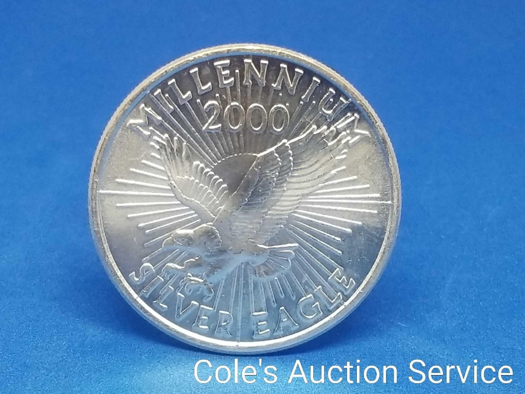 Details about   2000 Sunshine Eagle Millennium Rare Dated 1 Troy Oz .999 Fine Silver Round Coin 