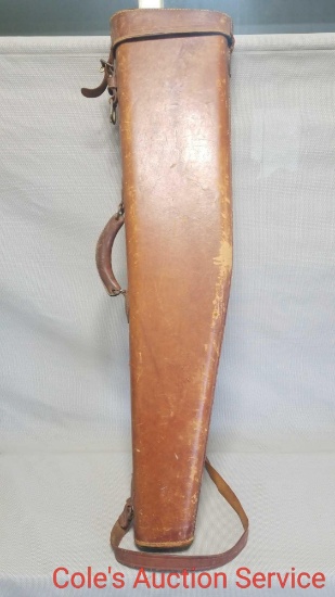 Antique leather hard-sided rifle scabbard in good condition. Measures approximately 34 in long.