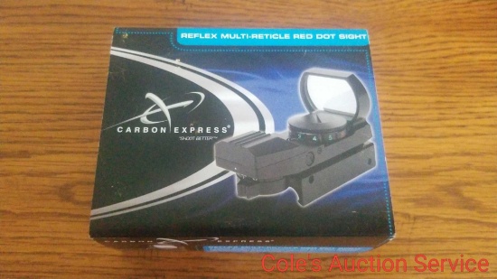 Carbon Express multi reticle red Dot sight. New in box. features for radical designs, 10 brightness