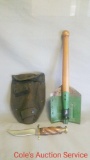 Military shovel made in Romania with a US canvas pouch and a Marbles knife.