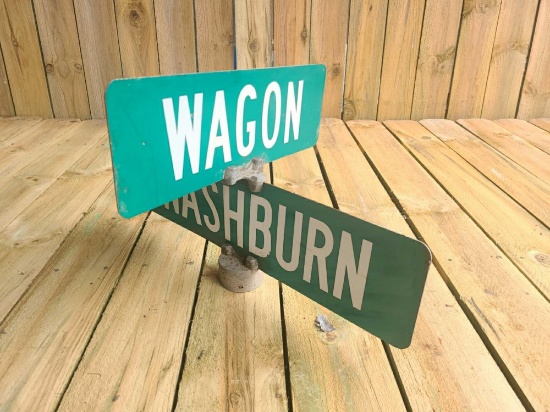 Heavy old street sign in good condition.