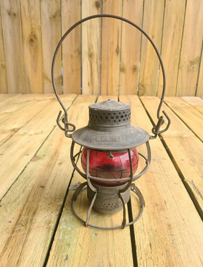 Dressel railroad lantern with red globe in good condition.
