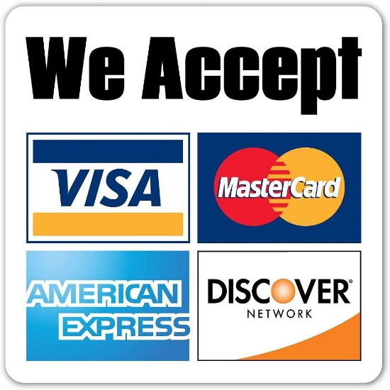 We accept cash, check with Bank Letter of Credit, Visa, Mastercard, Discover and American Express.