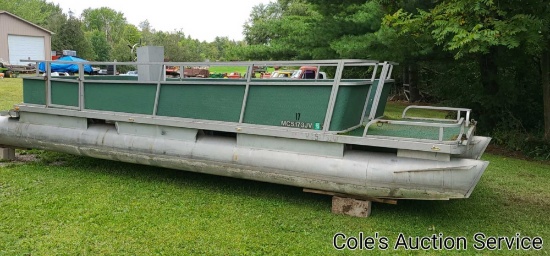 Pontoon boat in average condition. Deck measures 20 ft long. Nice solid boat that needs a little