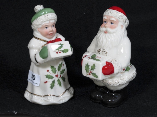 Lenox China Santa and Mrs. Claus Shakers