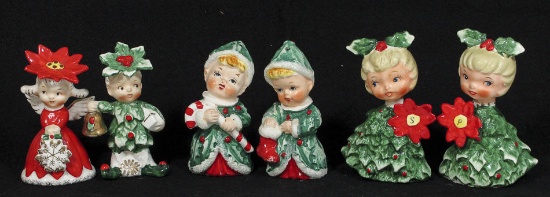 Three Pairs Vintage Christmas Shakers