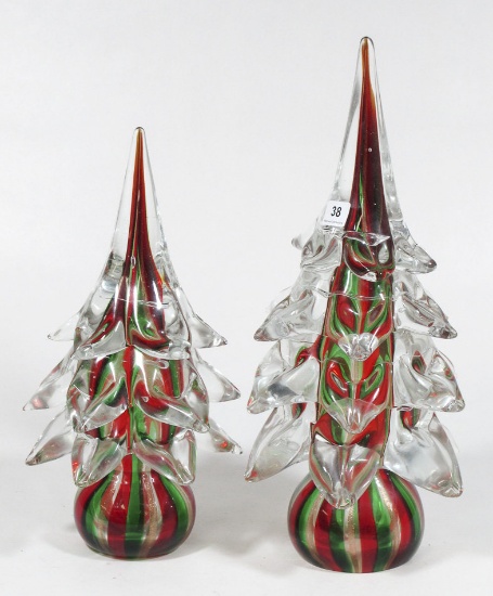 Lot of Two Glass Christmas Trees