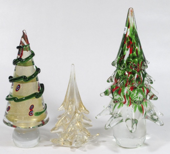 Lot of Three Glass Christmas Trees