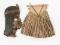 Lot With Carved Wooden Head, Woven Item