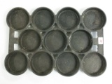 11 Hole Cast Iron Muffin Pan, Marked 