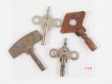 Lot of 4 Vintage Clock Keys