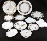 Lot of 12 Milk Glass Trays and Plates