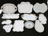 Lot of 11 Antique Milk Glass Small Trays