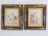 Pair of Textured Lighthouse Prints