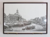 Boats, Canal and Church Print