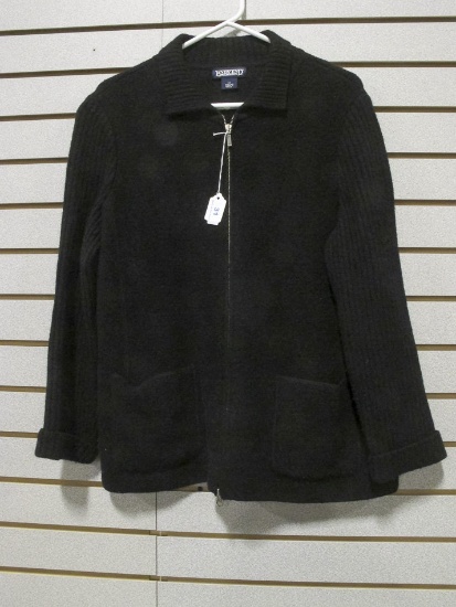 Land's End Women's Black Wool, Front Zip Jacket