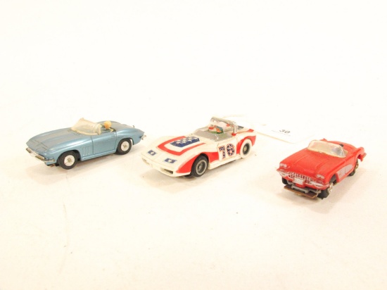 Lot of Three Corvette Slot Cars
