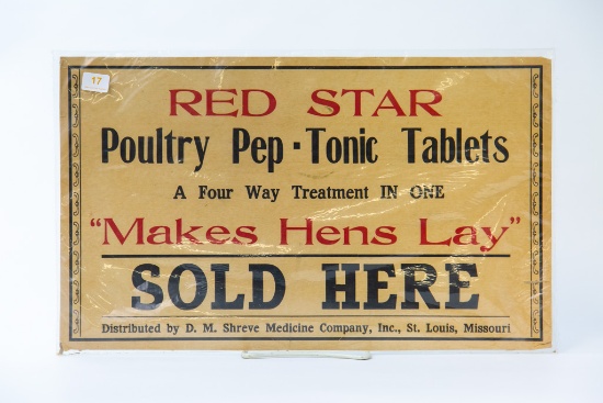 Red Star "Makes Hens Lay" sign