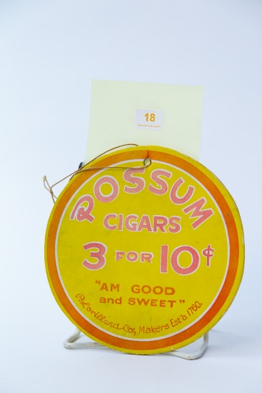 Possum Cigars small hanging sign