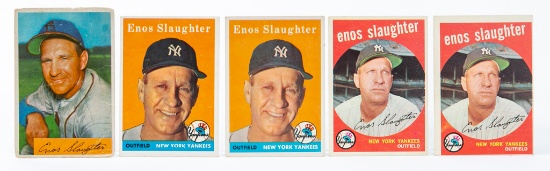 Enos Slaughter (HOF) lot--(5-card lot)