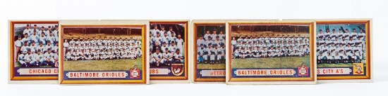 1957 Topps Team cards: Orioles, Tigers, A's, Cubs