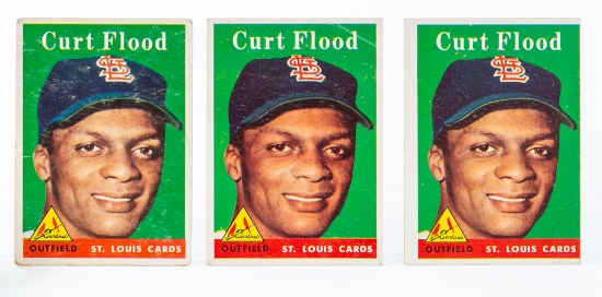 1958 Topps #464 Curt Flood Rookie Cards - Lot of 3