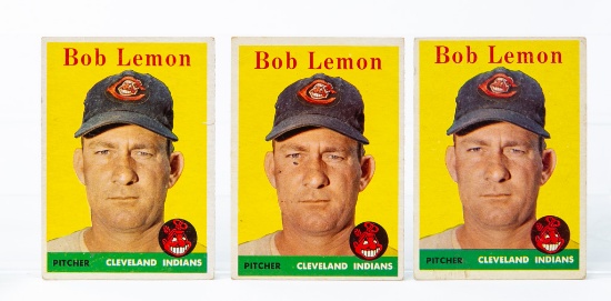 1958 Topps #2 Bob Lemon (HOF) Lot of 3