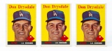 1958 Topps #25 Don Drysdale (HOF) (3-card lot)