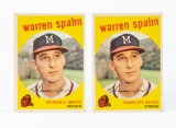 1959 Topps #40 Warren Spahn (HOF)-lot of 2, decent