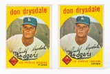 1959 Topps #387 Don Drysdale (HOF)--lot of 2