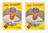 1959 Topps #387 Don Drysdale (HOF)-lot of 2-better