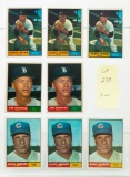 1961 Topps Hall of Famers sheet--Lot of 8 cards