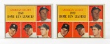 1961 Topps #44 A.L. Home Run Leaders, Mantle/Maris