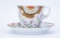 Oriental design mustache cup and saucer