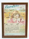 1893 Farmers Fire Ins. framed calendar