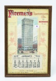 1910 Firemen's Insurance framed calendar