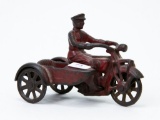 Hubley cast iron motorcycle w/ sidecar