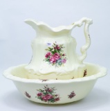 Porcelain wash basin and pitcher