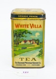 White Villa Tea square tin