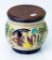 Pottery tobacco humidor, wood lid