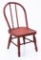 Vintage red painted wooden doll chair