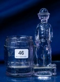 Glass Charlie Chaplin toothpick holder