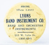 Lyons Band Instrument celluloid tag (?)