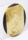 Celluloid back pocket mirror, great image